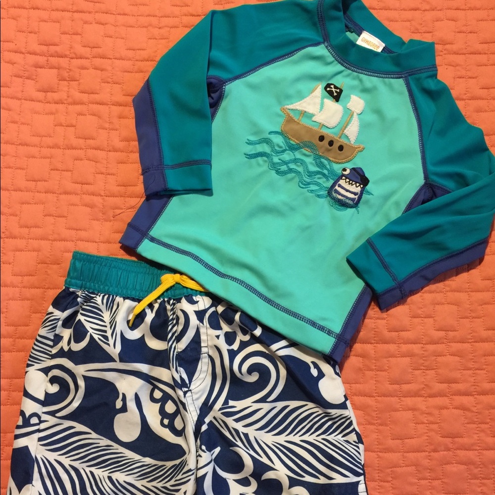 Gymboree Swim-trunk and Rash Guard